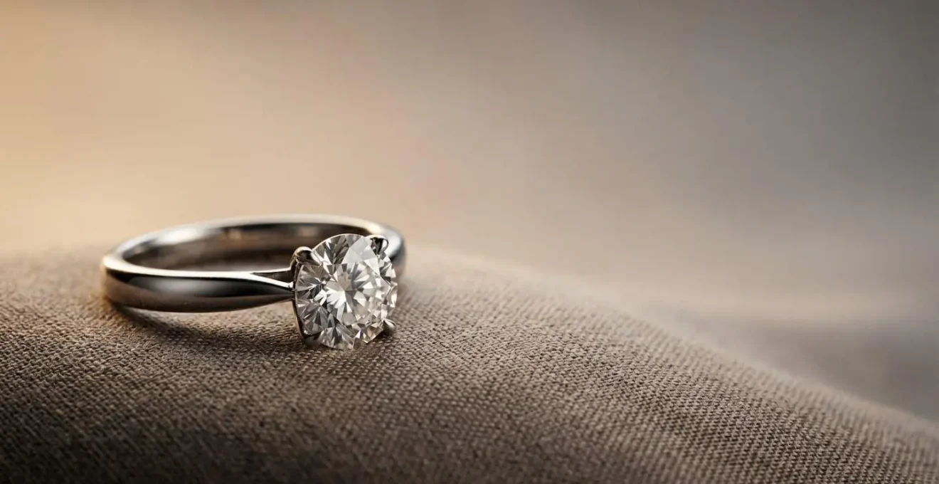 Solitaire en diamant sous éclairage professionnel illustrant la différence entre valeur d'expertise et valeur de revente