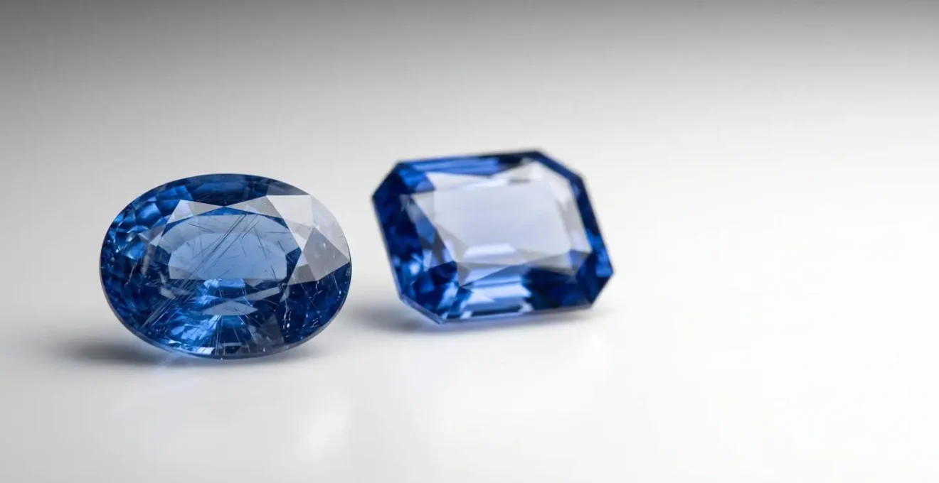 Comparaison visuelle entre saphirs naturels et chauffés avec focus sur la transparence et les inclusions