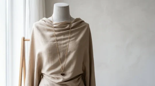Sautoir long structurant une tenue fluide pour affiner la silhouette