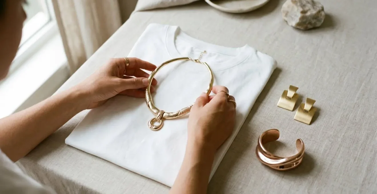 Transformation d'une tenue simple en look élégant grâce à des bijoux clés