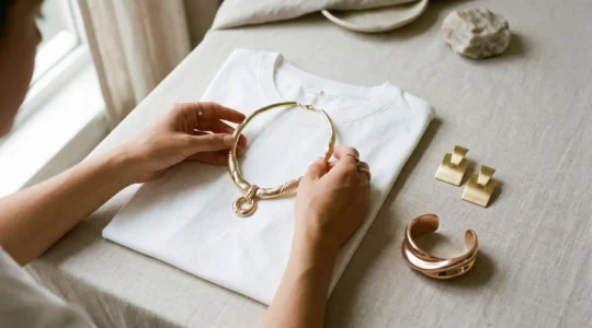 Transformation d'une tenue simple en look élégant grâce à des bijoux clés