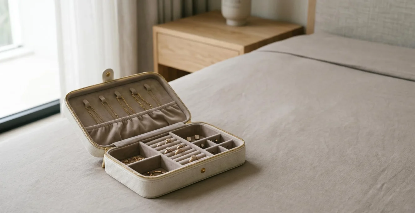 Organisation sécurisée de bijoux précieux pour un voyage en avion